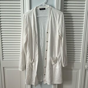 Merokeety Midi Cardigan White Button-Up Size L